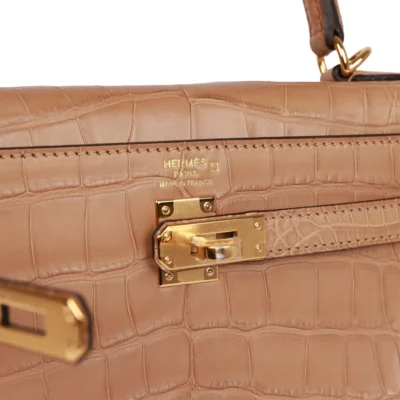 Hermès Kelly Retourne 25 Chai Matte Alligator Gold Hardware