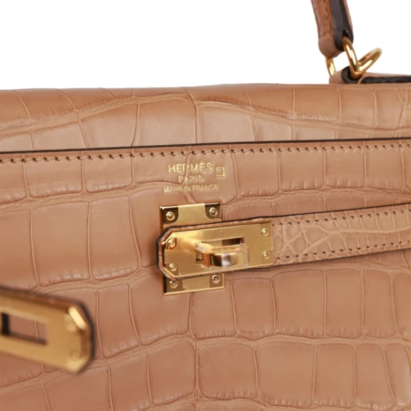 Hermès Kelly Retourne 25 Chai Matte Alligator Gold Hardware