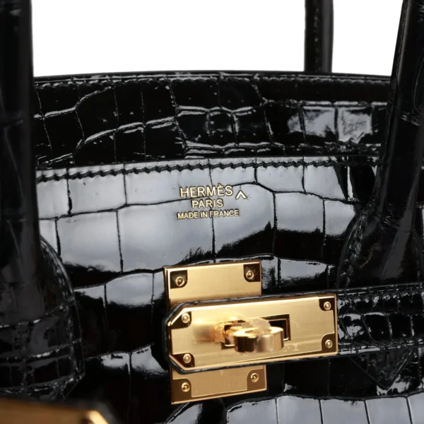 爱马仕 Birkin 30 黑色 亮面 Niloticus 鳄鱼皮 金色五金 包