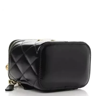 CHANEL Calfskin Quilted Mini Perfect Fit Vanity Case With Chain Black
