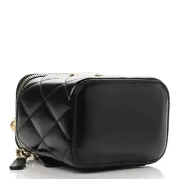 CHANEL Calfskin Quilted Mini Perfect Fit Vanity Case With Chain Black