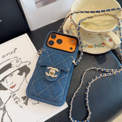 Chanel Denim CC Crossbody iPhone Case with Card Slot