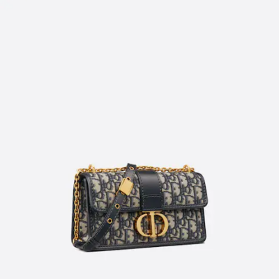 حقيبة ديور 30 MONTAIGNE EAST-WEST Oblique Jacquard باللون الأزرق بسلسلة