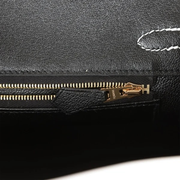 Hermès Special Order (HSS) Birkin 25 White and Black Clemence Gold Hardware