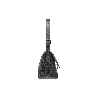 WOMEN'S DOWNTOWN MEDIUM SHOULDER BAG CROCODILE EMBOSSED IN BLACK