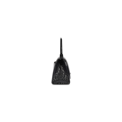 WOMEN'S HOURGLASS SMALL HANDBAG CROCODILE EMBOSSED IN BLACK
