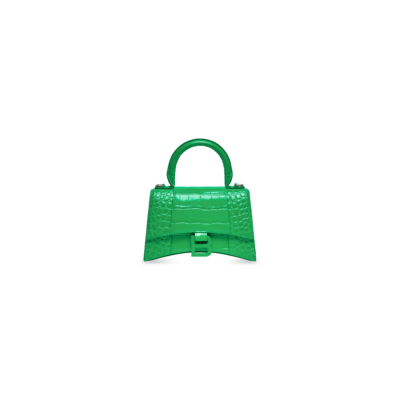 WOMEN'S HOURGLASS XS HANDBAG CROCODILE EMBOSSED IN GREEN