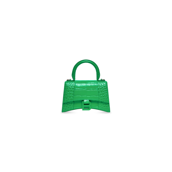 WOMEN'S HOURGLASS XS HANDBAG CROCODILE EMBOSSED IN GREEN