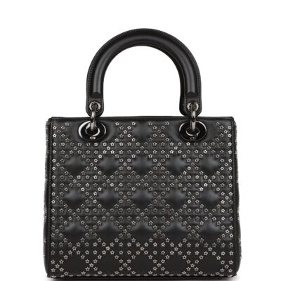 迪奥 Lucky Star 女士 黑色 羊皮 Ruthenium 五金 中号托特包
