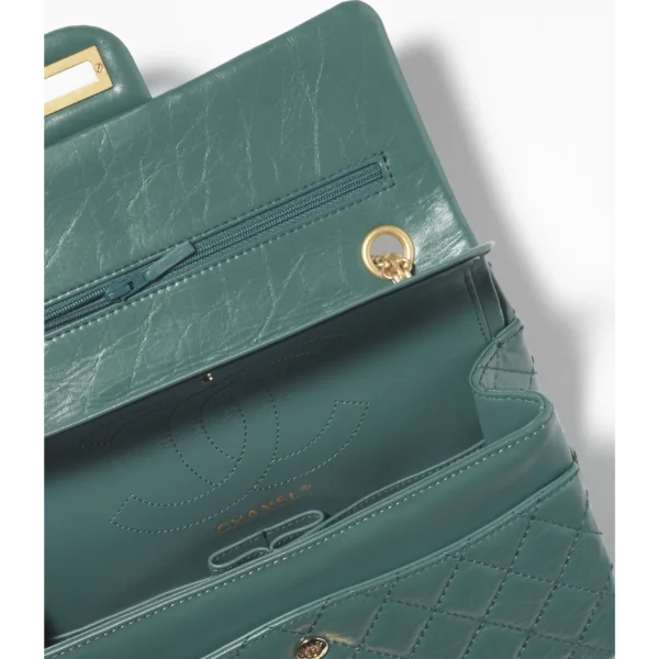 2.55 HANDBAG Aged Calfskin & Gold-Tone Metal Dark Green
