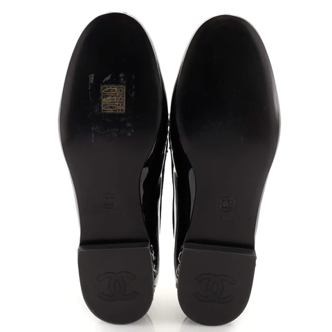 Chanel Women's Woven CC Chain Loafers Patent
