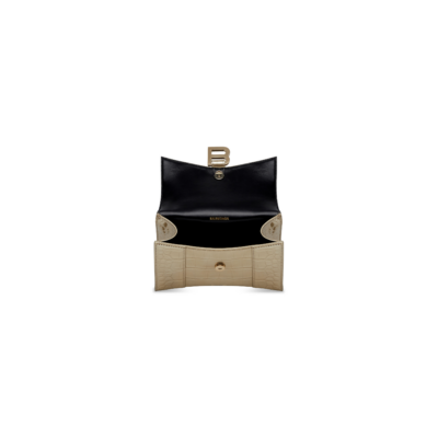 WOMEN'S HOURGLASS XS HANDBAG METALLIZED CROCODILE EMBOSSED IN GOLD