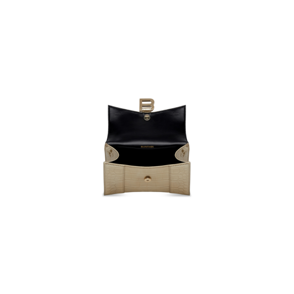 WOMEN'S HOURGLASS XS HANDBAG METALLIZED CROCODILE EMBOSSED IN GOLD