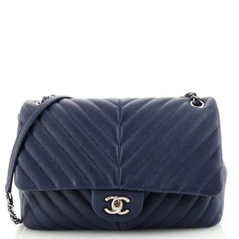Chanel Puffy CC Flap Bag Chevron Caviar Large