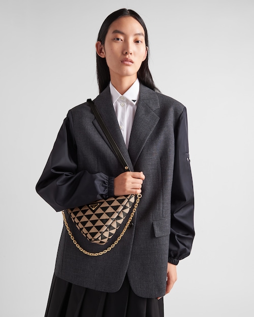 4e57c1c02aa3052b055a6a7c8ed5c413 Prada 刺绣 织物 Black/Beige 迷你包