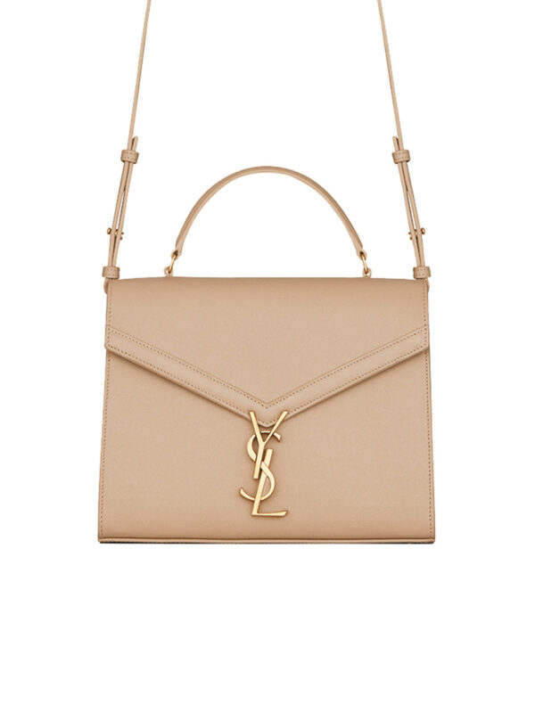 YSL Cassandra Medium Top Handle in Grain de Poudre Embossed Leather