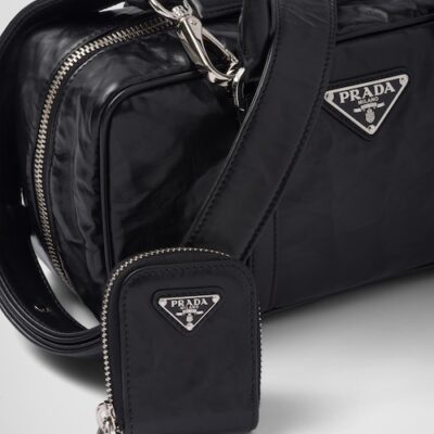 Prada Small antique nappa leather top handle bag - Black