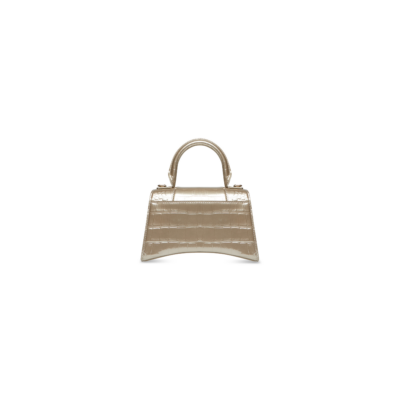 WOMEN'S HOURGLASS XS HANDBAG METALLIZED CROCODILE EMBOSSED IN GOLD