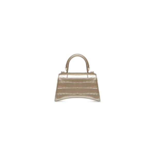 WOMEN'S HOURGLASS XS HANDBAG METALLIZED CROCODILE EMBOSSED IN GOLD