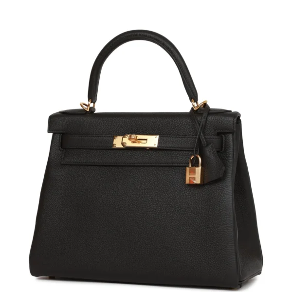 Hermès Kelly Retourne 28 Black Togo Gold Hardware