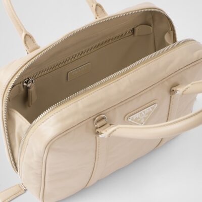 Prada Medium antique nappa leather top handle bag - Desert Beige