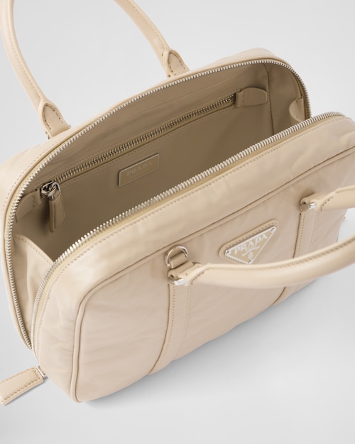 Prada Medium antique nappa leather top handle bag - Desert Beige