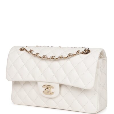 5134cb939dbaef99afc091bac47ed385 Chanel Small Classic Double Flap White Caviar Light Gold Hardware