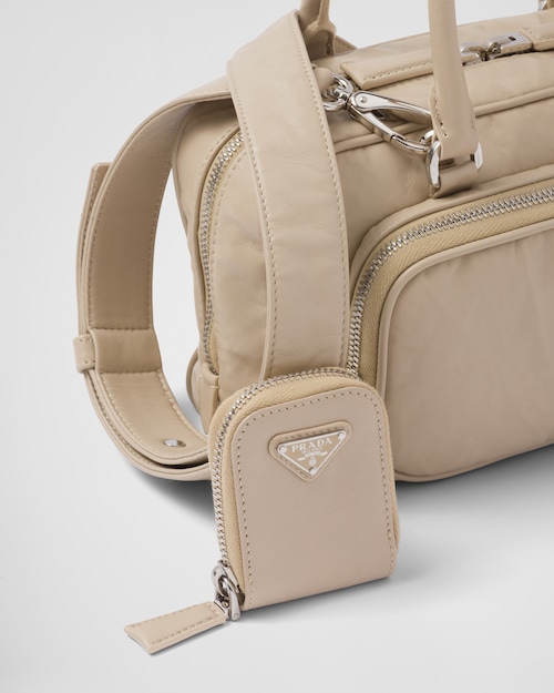 514108b248634da7b62cd43dcc55aac0 Prada Antique nappa leather multi-pocket top-handle bag - Desert Beige