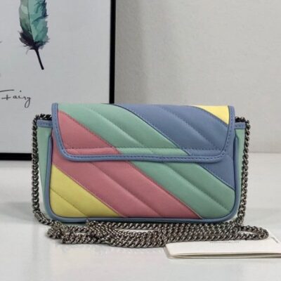 Gucci GG Marmont Super Mini Silver Logo Magnetic Buckle Chian Strap Female Latest Colorful Diagonal Quilted Leather Flap Crossbody Bag