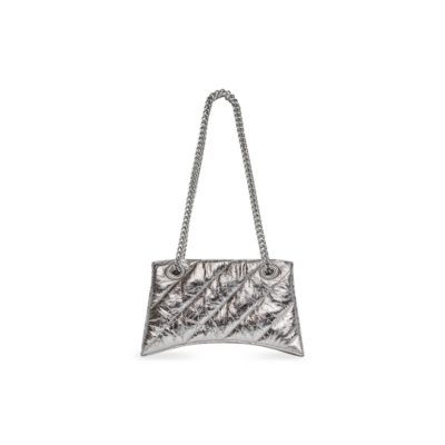 WOMEN'S CRUSH SMALL CHAIN BAG METALLIZED QUILTED IN SILVER