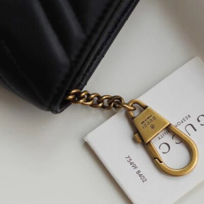 Gucci Marmont GG Mini Quilted Black Leather Cross Body Bag 488426 Black