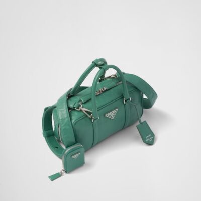 Prada Small antique nappa leather top handle bag - Sage Green