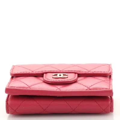 Chanel Classic Trifold Flap Wallet Quilted Lambskin Small