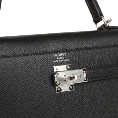 Hermès Kelly Sellier 25 Black Epsom Palladium Hardware