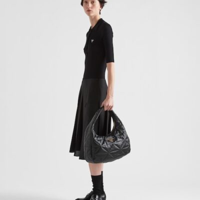 Prada Large, topstitched nappa-leather bag