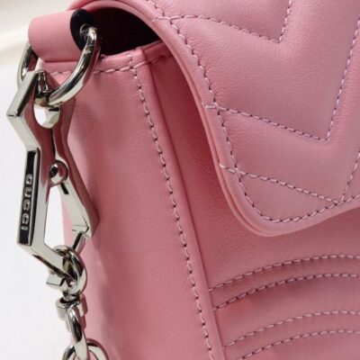 5439005d0c2020280a6c8abee8a85ab3 Gucci GG Marmont Silver Chain Shoulder Strap GG Logo Flap Female Pink Quilted Leather Single Top Handle Bag 2022 Price