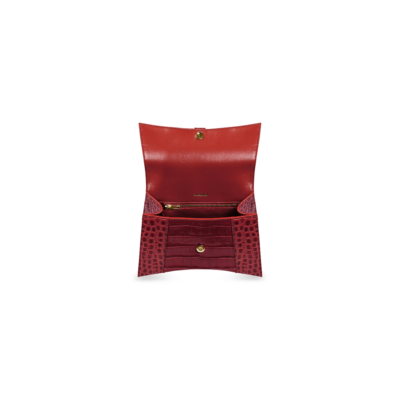 HOURGLASS geprägt DARK Small Damen Handtasche aus Krokodilleder in Rot
