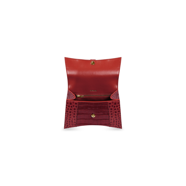 HOURGLASS geprägt DARK Small Damen Handtasche aus Krokodilleder in Rot