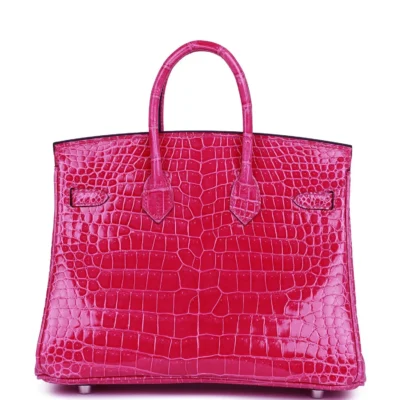 5457f5ba520174caeee62336dc2faf44 Hermès Birkin 25 Rose Mexico Shiny Porosus Crocodile Palladium Hardware
