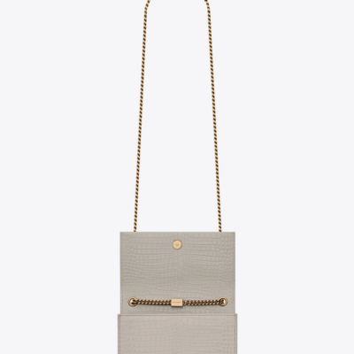 548b8db0b19c8c640ea695bb0b463f9e YSL Kate Small Chain Bag with Tassel in Crocodile Embossed Shiny Leather