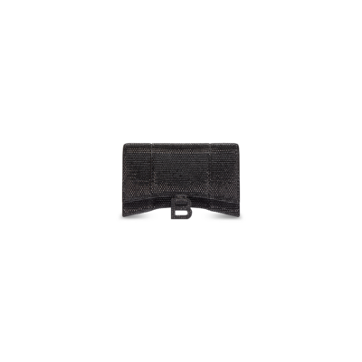 WOMEN'S HOURGLASS WALLET ON CHAIN WITH RHINESTONES IN BLACK