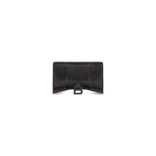 WOMEN'S HOURGLASS WALLET ON CHAIN WITH RHINESTONES IN BLACK