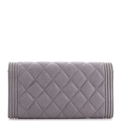 Chanel Boy Flap Wallet Quilted Leather Long