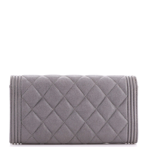 Chanel Boy Flap Wallet Quilted Leather Long
