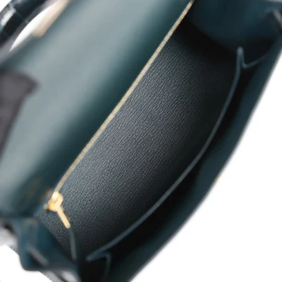 Hermès Kelly Sellier 25 Vert Rousseau Madame and Shiny Niloticus Crocodile Touch Gold Hardware