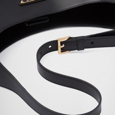 Prada 皮革 topstitching 黑色 大号肩背包