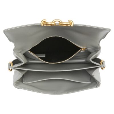 YSL Le Maillon Satchel in Smooth Leather in Grey