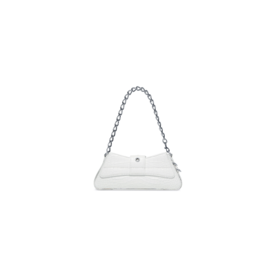WOMEN'S LINDSAY SMALL SHOULDER BAG WITH STRAP CROCODILE EMBOSSED IN OFF WHITE