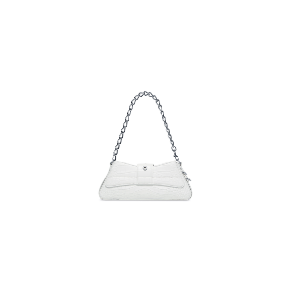 WOMEN'S LINDSAY SMALL SHOULDER BAG WITH STRAP CROCODILE EMBOSSED IN OFF WHITE