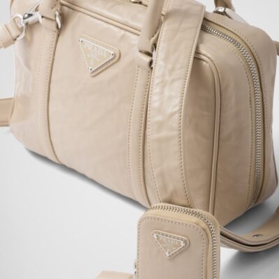 Prada Medium antique nappa leather top handle bag - Desert Beige